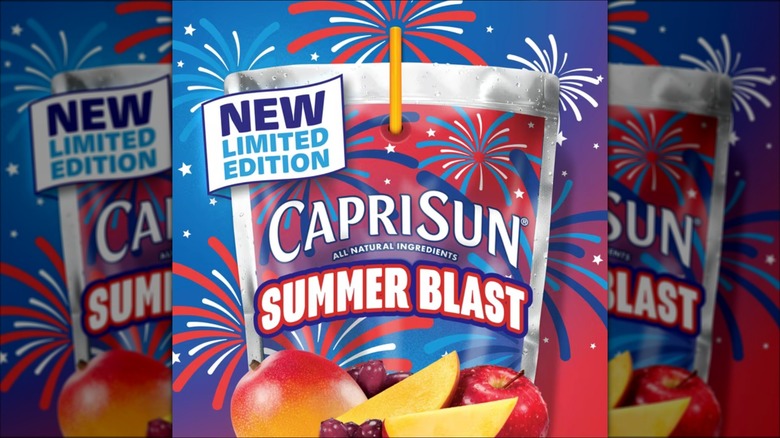 Close up of a Capri Sun pouch, Summer Blast flavor