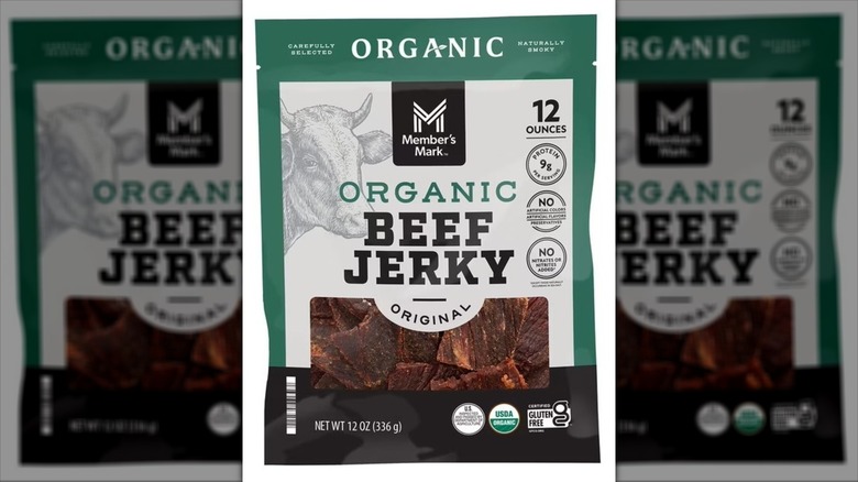 Bag of organic beef jerky.