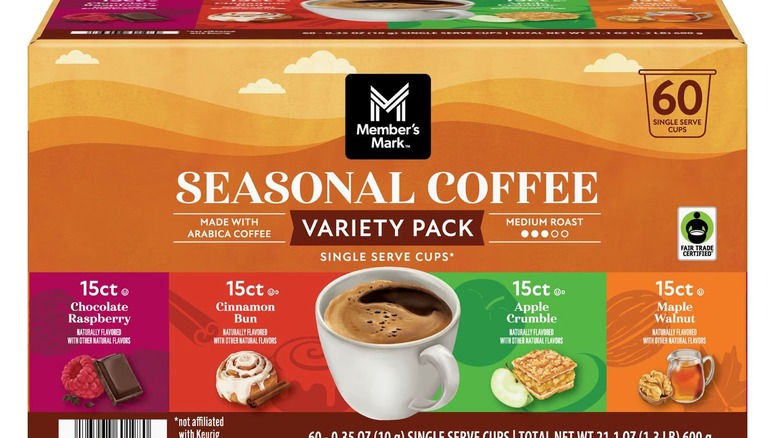 Box of Sams Club Members Mark seasonal coffee variety pack