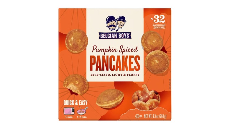Belgian Boys bite-sized pumpkin spice pancakes packaging