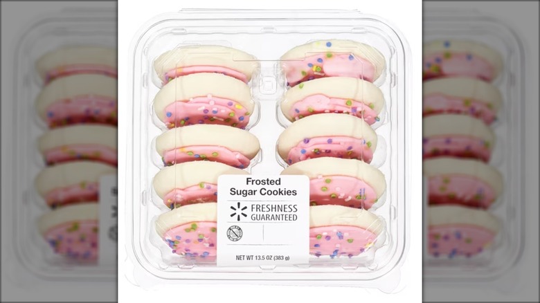 Sugar cookies with pink frosting.