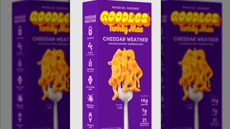 Box of Goodles cheddar mac and cheese.