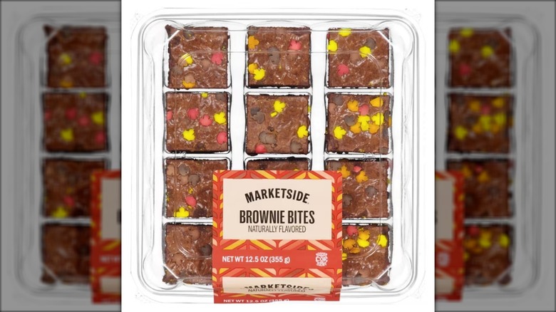Package of brownie bites with fall-themed sprinkles.
