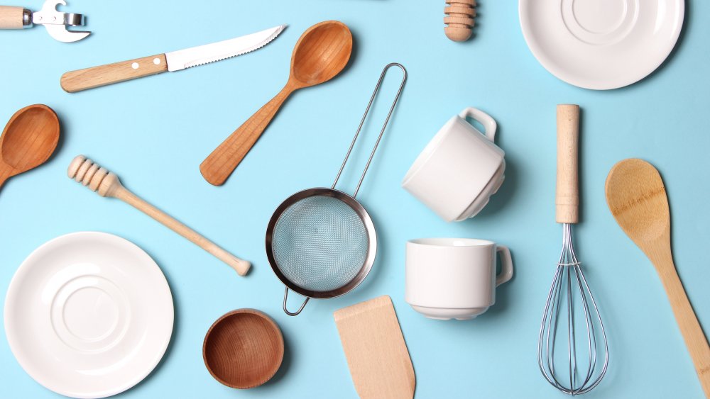 kitchenware on a light blue background