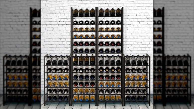 Neatfreak 24 Bottle Stacking Metal Wine Rack stacked for wine wall