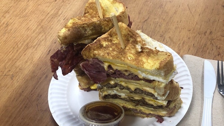 the Chuck Norris sandwich on a paper plate