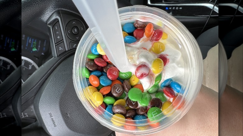 Overhead view of M&M McFlurry