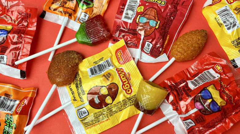 A pile of lollipop flavored with chili powder