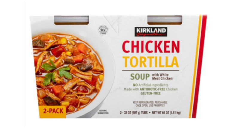 box of Kirkland chicken tortilla soup