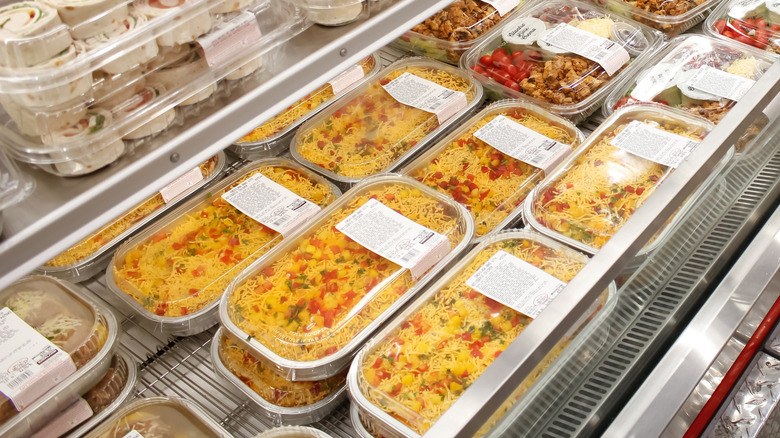 trays of Costco enchiladas and tacos
