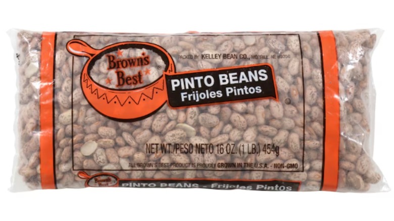 bag of Brown's Best pinto beans on a white background
