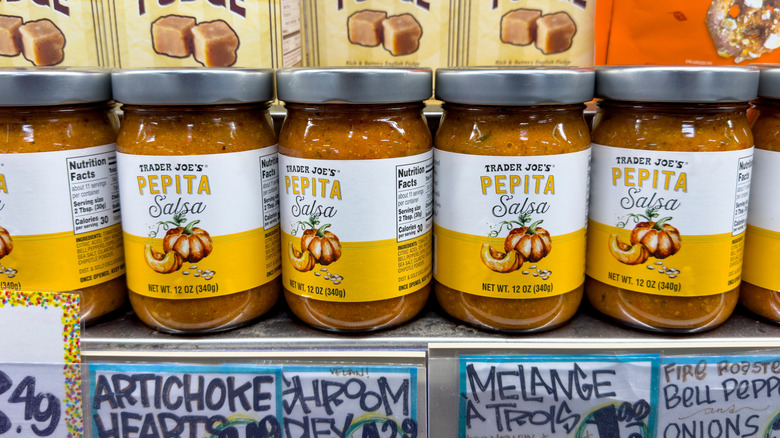 Pepita Salsa jars on shelf