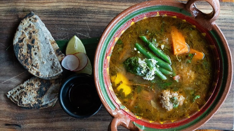Pot of Mexican soup from Yeyo's El Alma de Mexico