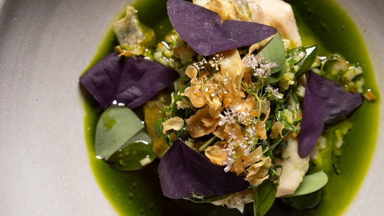 a Mexican tilefish dish presented in fine dining manner