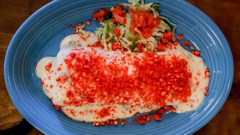 a creamy Mexican dish with side salad