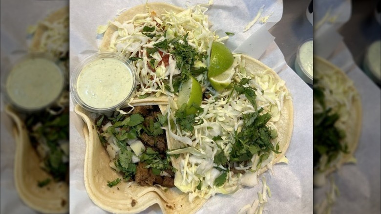 a variety tray of tacos