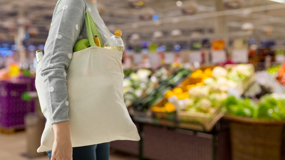 Shopper in the produce section