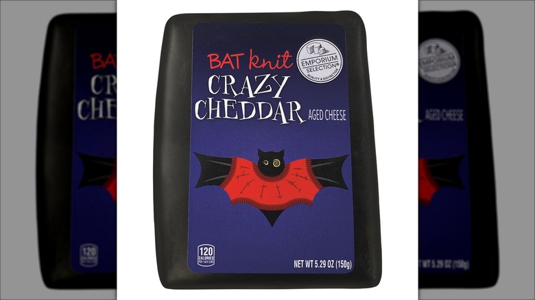 halloween themed block of cheddar cheese