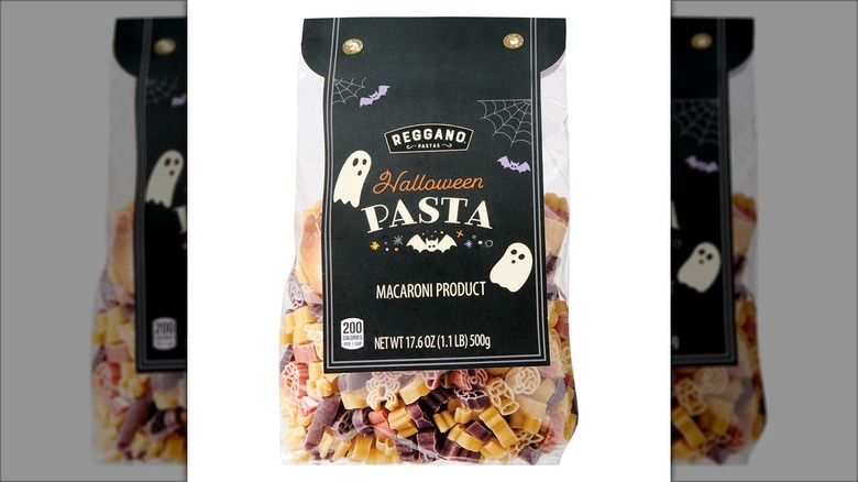 bag of pasta with Halloween shapes