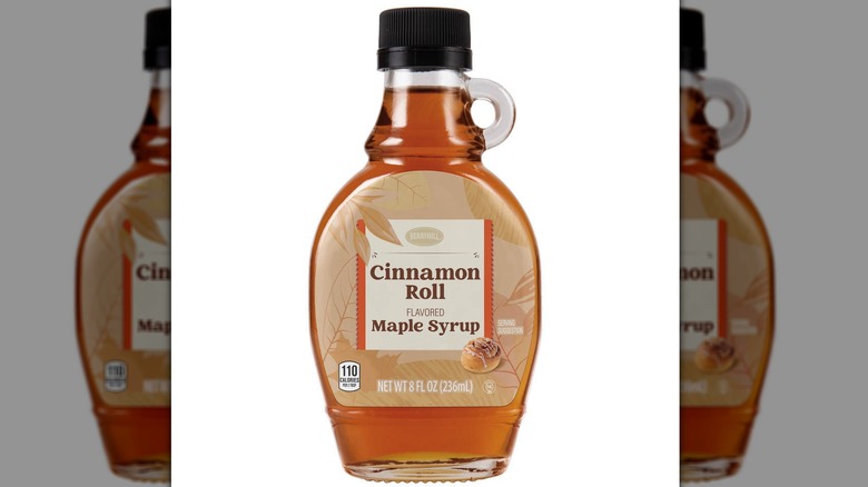 Bottle of Berryhill Cinnamon Roll Flavored Maple Syrup