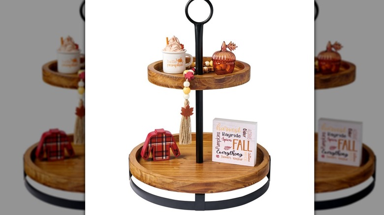 Black stand fall tiered tray