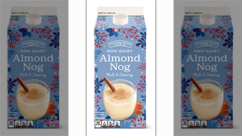 carton of eggnog style beverage with almond milk