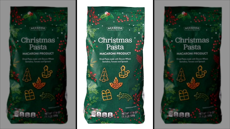 bag of dried pasta in Christmas shapes