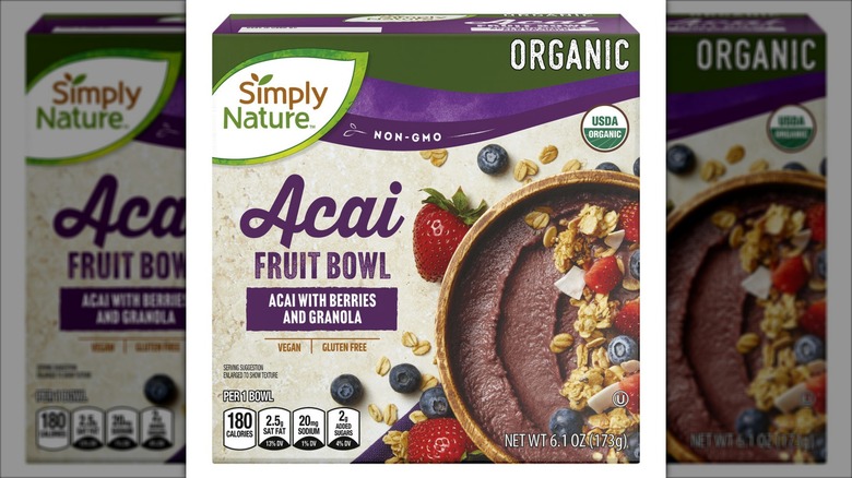packaged acai fruit bowl with berries and granola