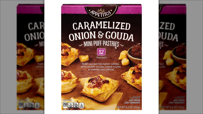 package of onion and cheese frozen puff pastry