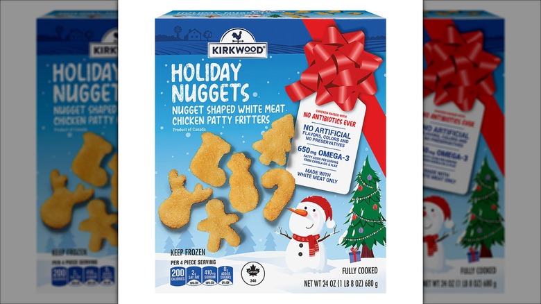 pack of frozen chicken nuggets in festive shapes