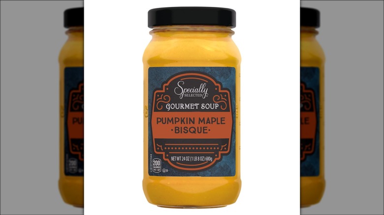 jar of pumpkin maple flavored bisque soup