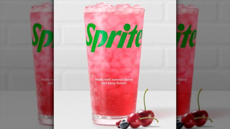 Chick-fil-A Cherry Berry Sprite with berries