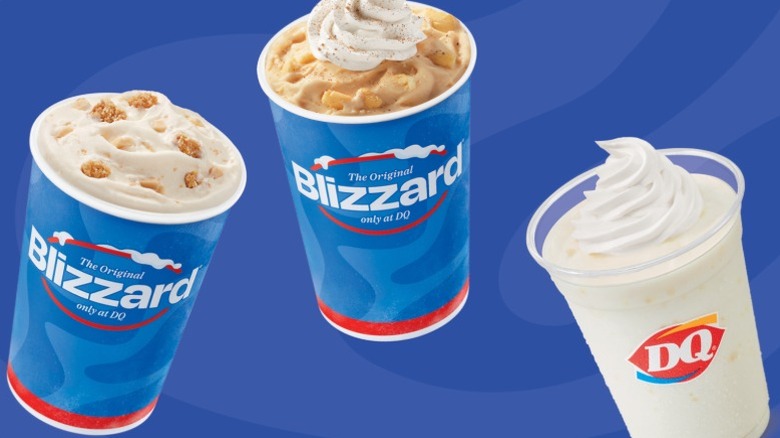 DQ fall Blizzards and shake on blue background