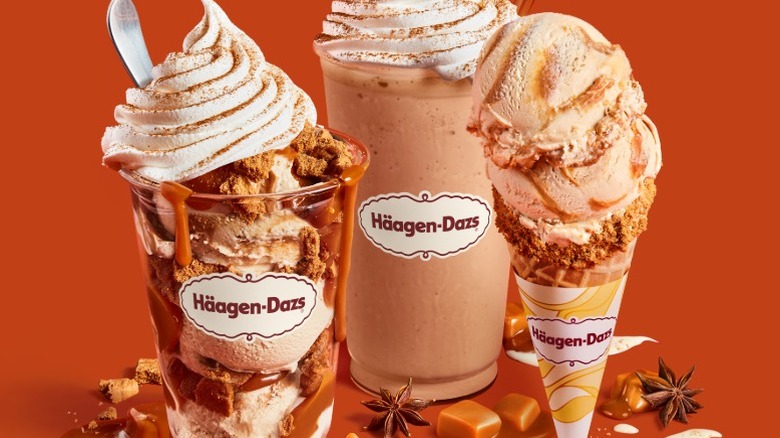 Haagen-Dazs fall offerings, including the pumpkin waffle cone