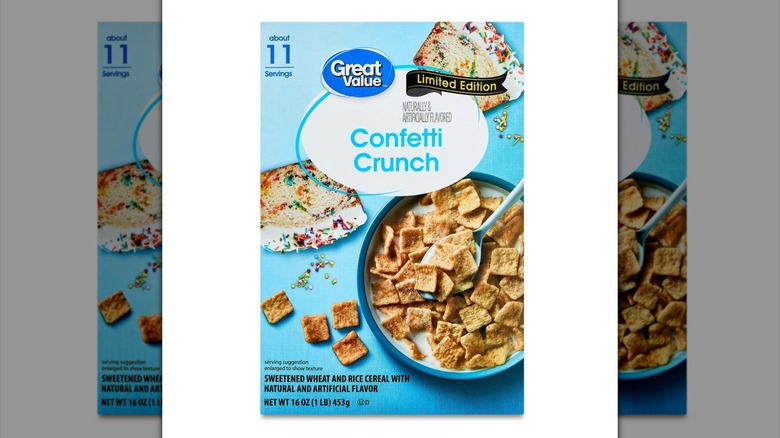 A box of Great Value Confetti Crunch