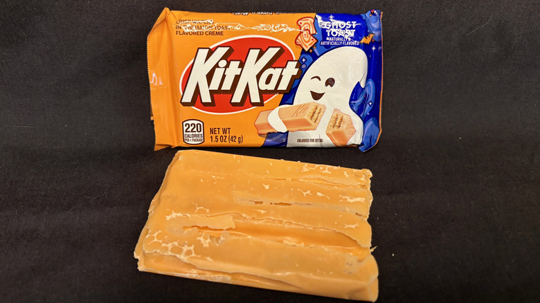 melted orange KitKat bar with package