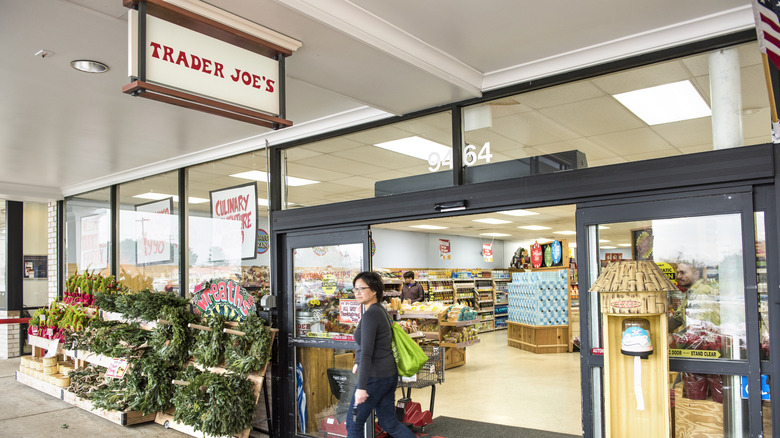 shoppers at a Trader Joe's storefront