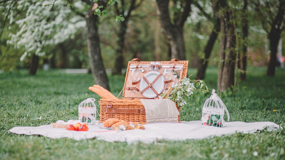 picnic basket and blanket