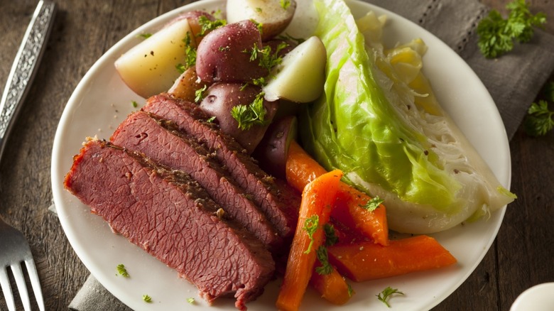 Corned beef and cabbage dinner