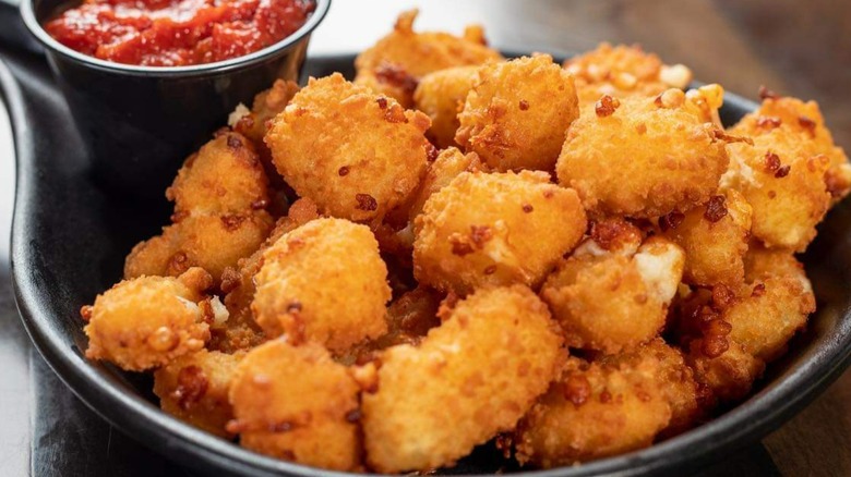 Cheese curds in skillet