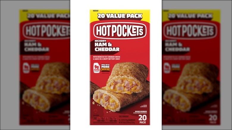 Package of ham and cheddar hot pockets
