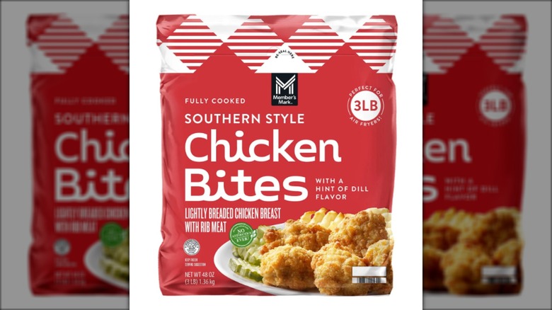 Bag of breaded frozen chicken bites