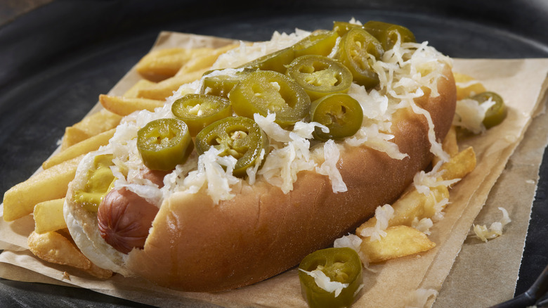 hot dog with pickled jalapeños