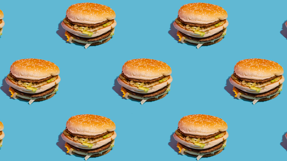 burgers on a blue backdrop