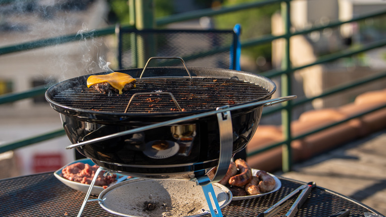 burger with cheese on grill