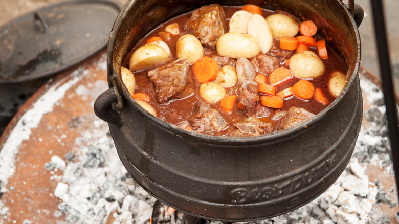 potjiekos cooking on a fire
