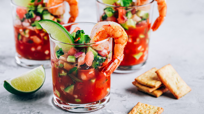 shrimp cocktail in glasses