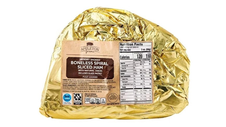 Aldi's boneless spiral ham, wrapped.
