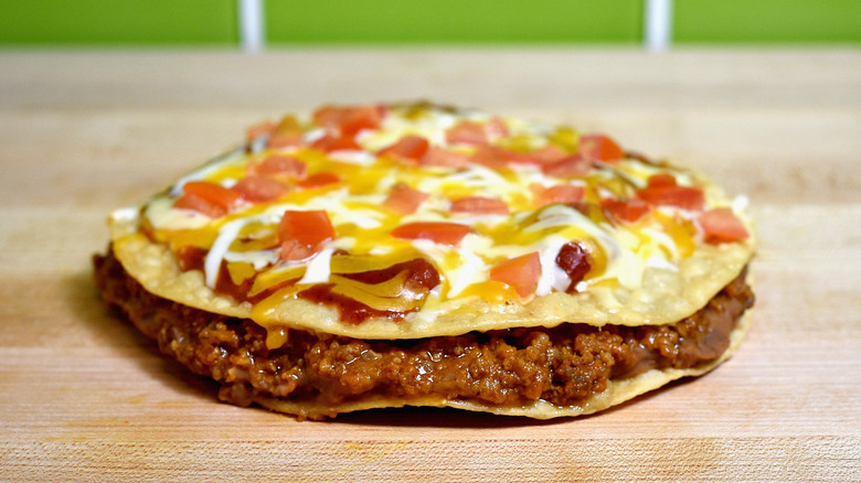 taco bell mexican pizza on countertop 