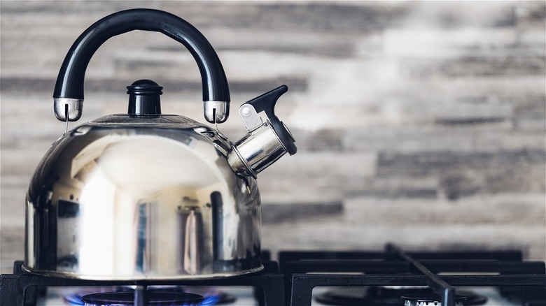 tea kettle on gas stove